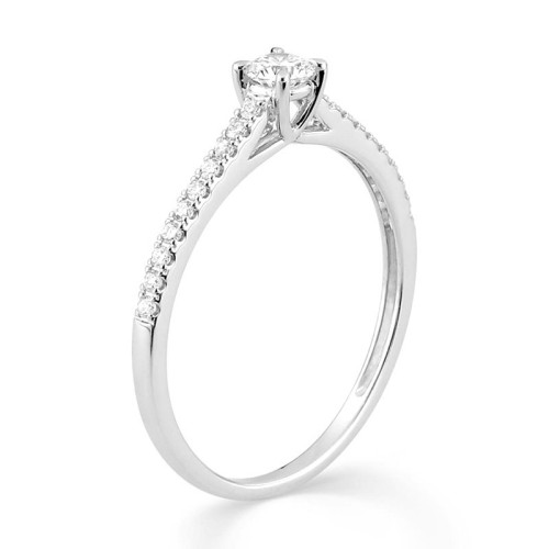 Bague femme solitaire accompagné EDORA or 375/1000 blanc et diamants de synthèse 0,27 ct EDO9KLGD072W