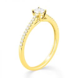 Bague femme solitaire accompagné edora or 375/1000 jaune et diamants de synthèse 0,32 ct edo9klgd073y - bague-femme-or - edora - 1
