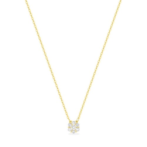Collier femme fleur EDORA or 375/1000 jaune et diamants de synthèse 0,15 ct EDO9KLGD078Y