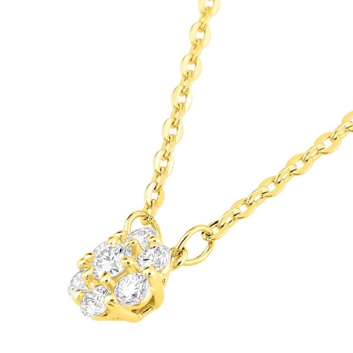 Collier femme fleur EDORA or 375/1000 jaune et diamants de synthèse 0,15 ct EDO9KLGD078Y