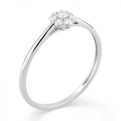 Bague femme fleur edora or 375/1000 blanc et diamants de synthèse 0,15 ct edo9klgd079w - bague-femme-or - edora - 1