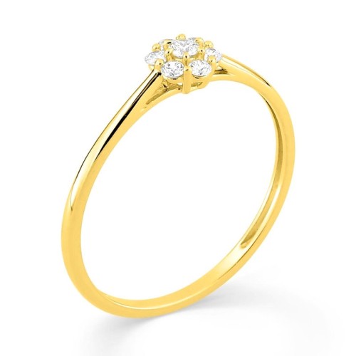 Bague femme fleur EDORA or 375/1000 jaune et diamants de synthèse 0,15 ct EDO9KLGD079Y