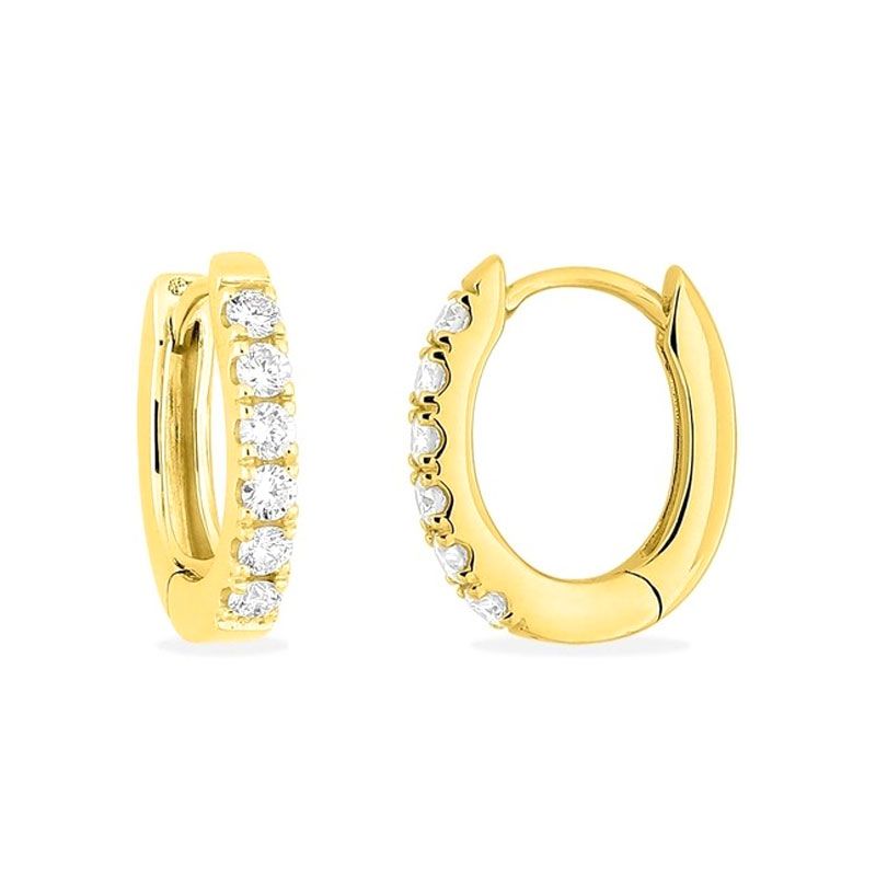 Boucles d'oreilles femme créoles edora or 375/1000 jaune et diamants de synthèse 0,15 ct edo9klgd080y - creoles - edora