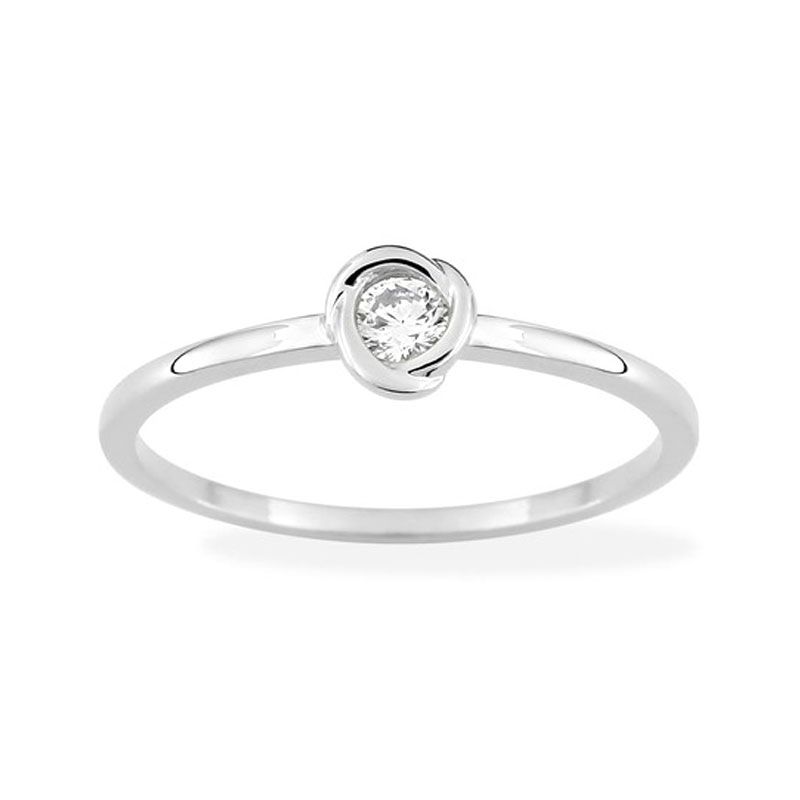 Bague femme solitaire edora or 375/1000 blanc et diamant de synthèse 0,10 ct edo9klgd095w - bague-femme-or - edora