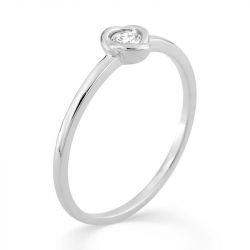 Bague femme solitaire edora or 375/1000 blanc et diamant de synthèse 0,10 ct edo9klgd095w - bague-femme-or - edora - 1