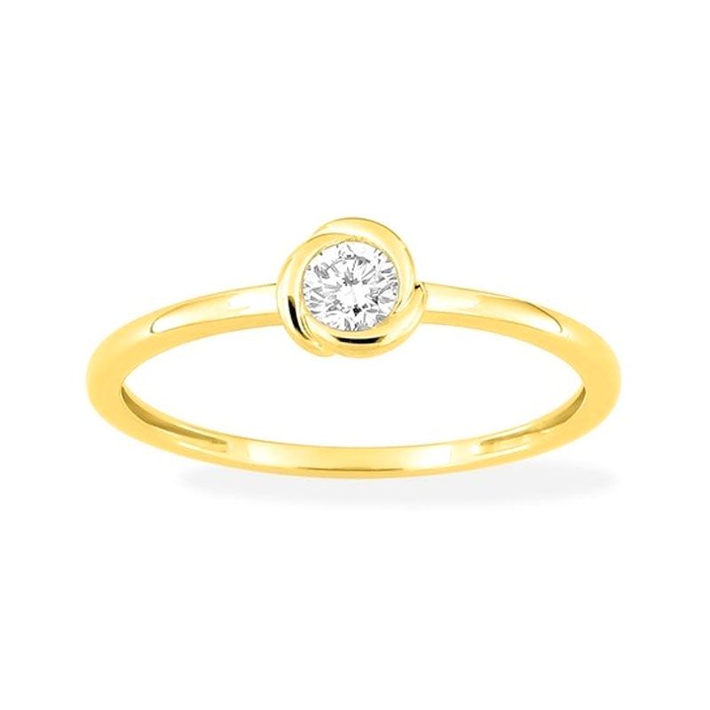Bague femme solitaire edora or 375/1000 jaune et diamant de synthèse 0,15 ct edo9klgd096y - bague-femme-or - edora
