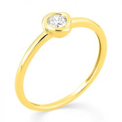 Bague femme solitaire edora or 375/1000 jaune et diamant de synthèse 0,15 ct edo9klgd096y - bague-femme-or - edora - 1