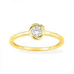 Bague femme solitaire edora or 375/1000 jaune et diamant de synthèse 0,20 ct edo9klgd097y - bague-femme-or - edora - 0