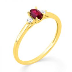 Bague femme solitaire accompagné edora or 375/1000 jaune rubis et diamants de synthèse 0,06 ct edo9klgr108y - bague-femme-or - edora - 1