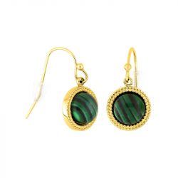 Boucles d'oreilles femme pendantes edora acier doré et malachite synthétique edo435153 - pendantes - edora - 2