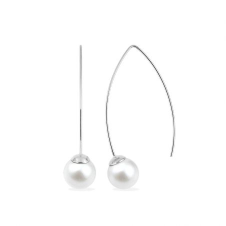 Boucles d’oreilles pendantes argent, or, perles & or blanc femme - pendantes - edora - 1