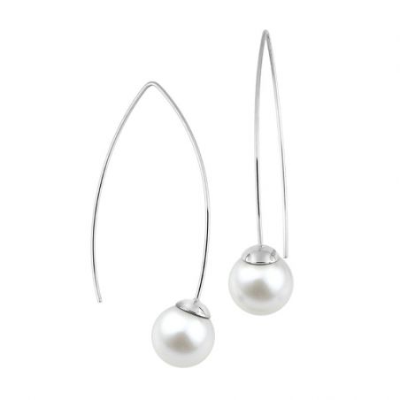 Boucles d’oreilles pendantes argent, or, perles & or blanc femme - pendantes - edora - 2