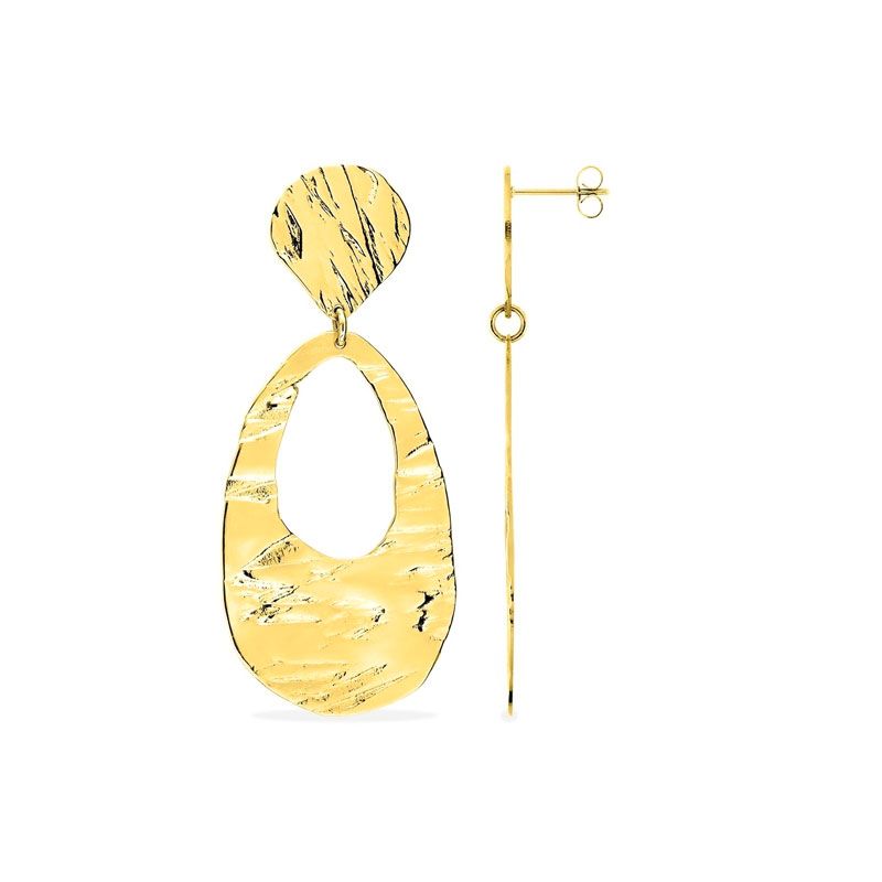 Boucles d'oreilles femme pendantes martelées edora acier doré edo435643 - pendantes - edora