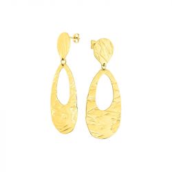 Boucles d'oreilles femme pendantes martelées edora acier doré edo435643 - pendantes - edora - 1
