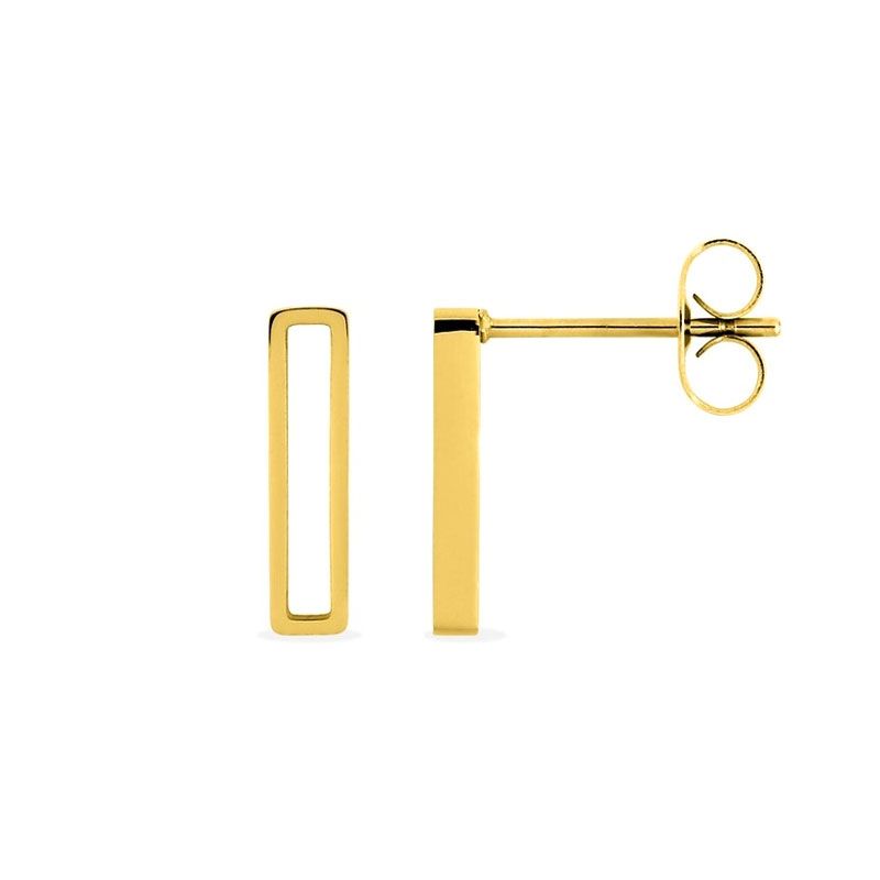 Boucles d'oreilles femme puces rectangles edora acier doré edo435127 - puces - edora