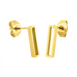 Boucles d'oreilles femme puces rectangles edora acier doré edo435127 - puces - edora - 1