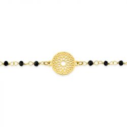 Bracelet femme arabesque edora acier doré et cristaux noirs edo433729 - bracelets-acier - edora - 1