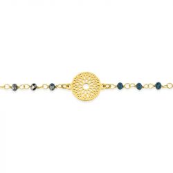Bracelet femme arabesque edora acier doré et cristaux noirs edo433733 - bracelets-acier - edora - 1