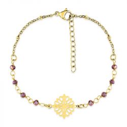 Bracelet femme arabesque edora acier doré et cristaux rouges edo433742 - bracelets-acier - edora - 0