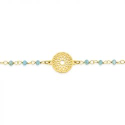 Bracelet femme arabesque edora acier doré et cristaux turquoises edo433731 - bracelets-acier - edora - 1