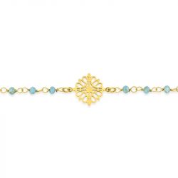 Bracelet femme arabesque edora acier doré et cristaux turquoises edo433741 - bracelets-acier - edora - 1