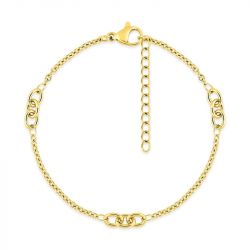 Bracelet femme chaîne maille forçat edora acier doré edo431074b-16 - bracelets-acier - edora - 0