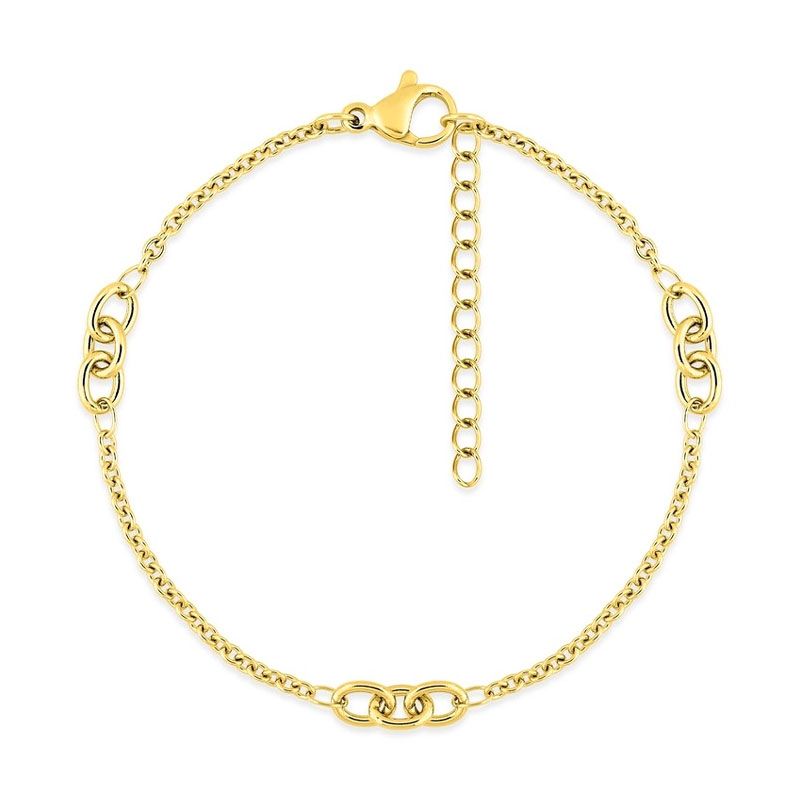 Bracelet femme chaîne maille forçat edora acier doré edo431074b-16 - bracelets-acier - edora