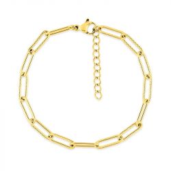 Bracelet femme chaîne maille forçat edora acier doré edo431081b-16 - bracelets-acier - edora - 0