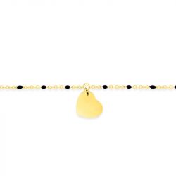 Bracelet femme coeur edora acier doré et résine noire edo433787 - bracelets-acier - edora - 1