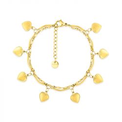 Bracelet femme coeurs edora acier doré edo433661 - bracelets-acier - edora - 0