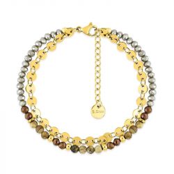 Bracelet femme double edora acier doré et cristaux edo433970 - bracelets-acier - edora - 0