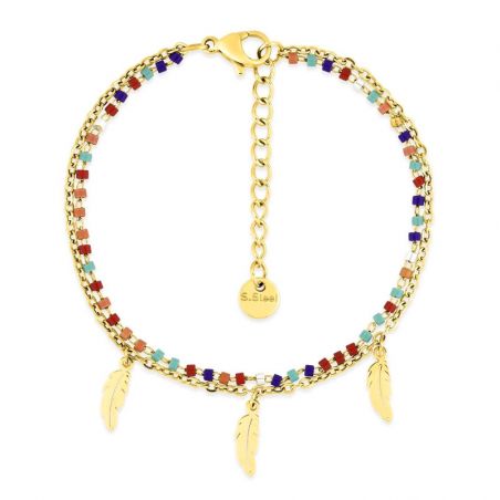 Bracelet or & argent, bracelet plaqué or, bracelet cuir & tissu - bracelets-acier - edora