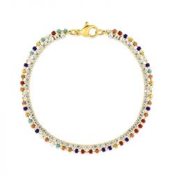 Bracelet femme double edora acier doré et cristaux synthétiques edo433897 - bracelets-acier - edora - 0