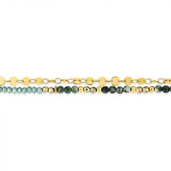 Bracelet femme double edora acier doré et cristaux turquoises et vertes edo433971 - bracelets-acier - edora - 1