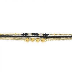 Bracelet femme double edora acier doré, nylon et cristaux edo433976 - bracelets-acier - edora - 1