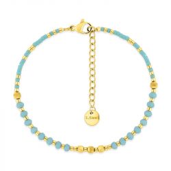 Bracelet femme edora acier doré et perles turquoises edo403454 - bracelets-acier - edora - 0