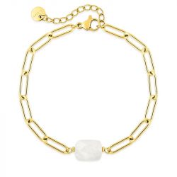 Bracelet femme edora acier doré et pierre de lune edo403885 - bracelets-acier - edora - 0