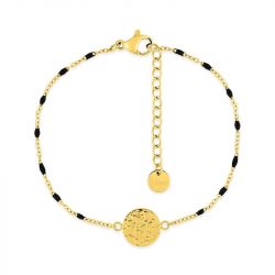 Bracelet femme edora acier doré et résine noire edo433785 - bracelets-acier - edora - 0