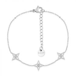 Bracelet femme étoiles edora acier et cristaux synthétiques edo403381 - bracelets-acier - edora - 0