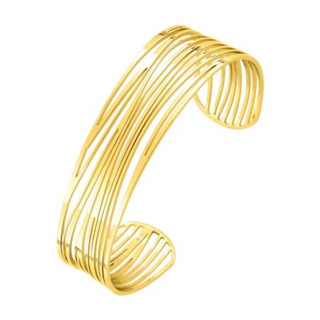 Manchette femme: bracelet manchette georgette, argent & or femme - bracelets-acier - edora - 2