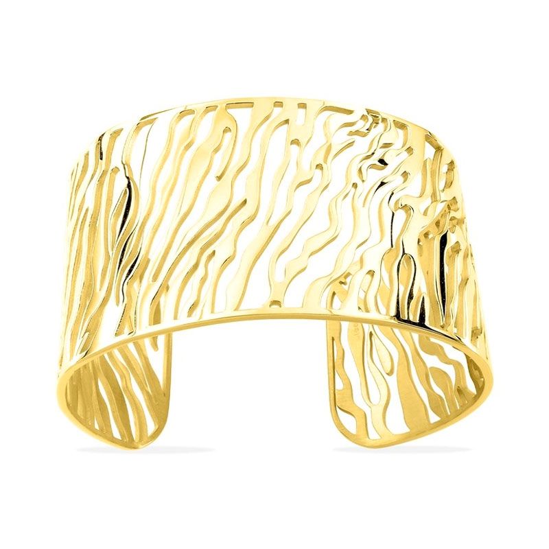 Bracelet femme manchette rayures edora acier doré edo433768 - bracelets-acier - edora