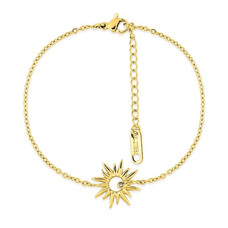 Bracelet femme soleil edora acier doré et cristal de synthèse edo433949 - bracelets-acier - edora
