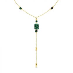 Collier femme chaîne pendante edora acier doré et malachite synthétique edo432679 - colliers-acier - edora - 0