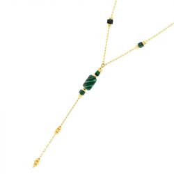 Collier femme chaîne pendante edora acier doré et malachite synthétique edo432679 - colliers-acier - edora - 1
