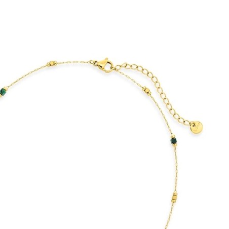 Collier femme chaîne pendante edora acier doré et malachite synthétique edo432679 – colliers acier