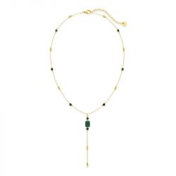 Collier femme chaîne pendante edora acier doré et malachite synthétique edo432679 - colliers-acier - edora - 3