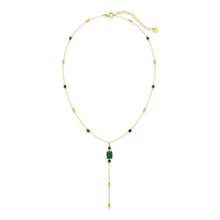 Collier femme chaîne pendante edora acier doré et malachite synthétique edo432679 – colliers acier