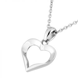 Collier femme coeur edora acier argenté edo432258 - colliers-acier - edora - 1