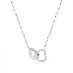 Collier femme cœurs entremêlés edora acier argenté edo432136 - colliers-acier - edora - 0