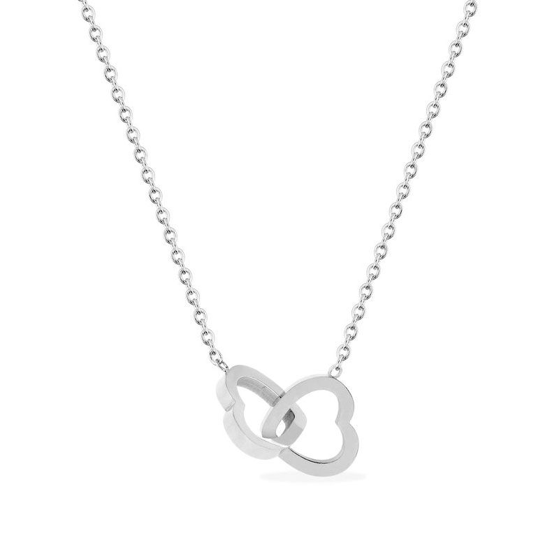 Collier femme cœurs entremêlés edora acier argenté edo432136 - colliers-acier - edora